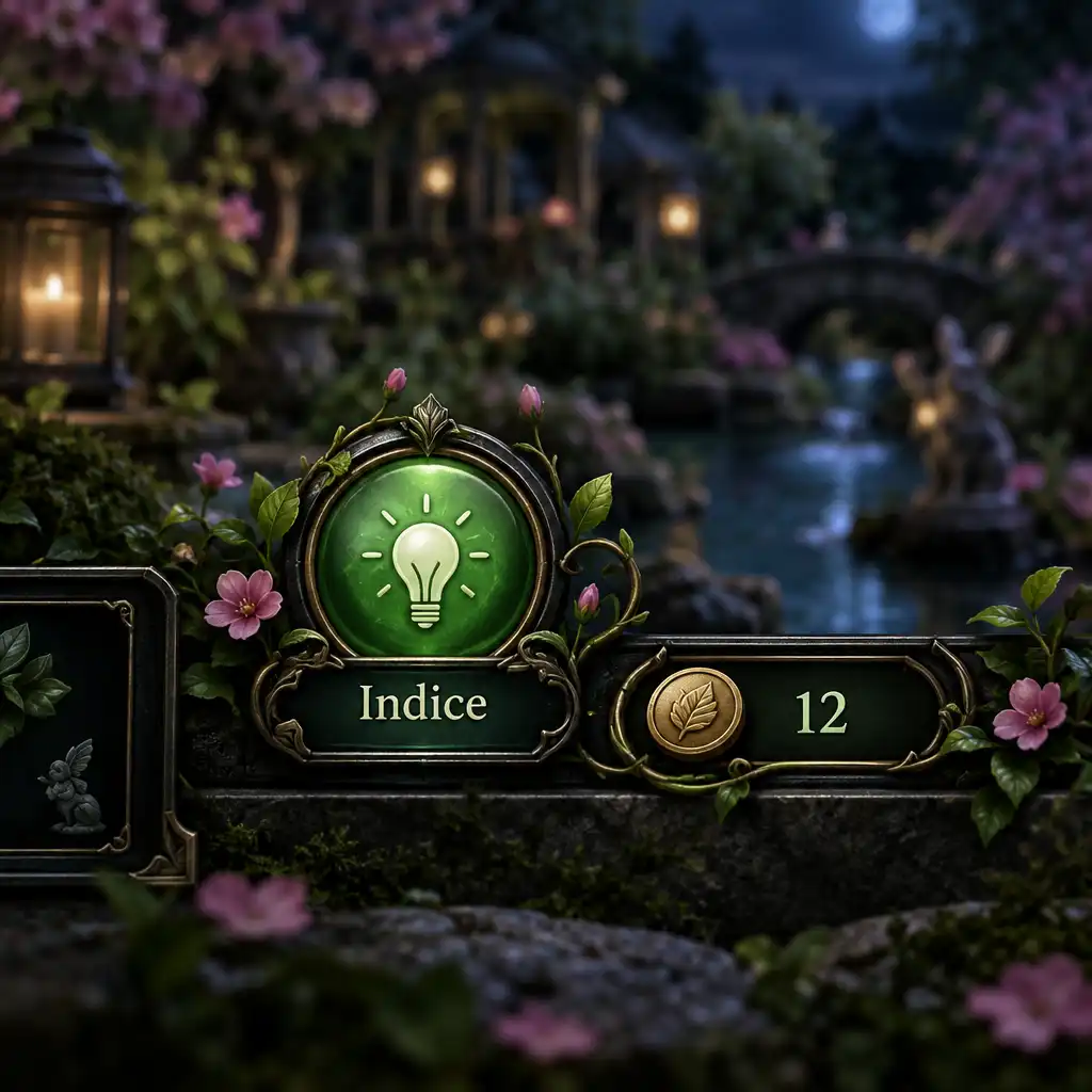 Interface du système d'indices pendant une partie.